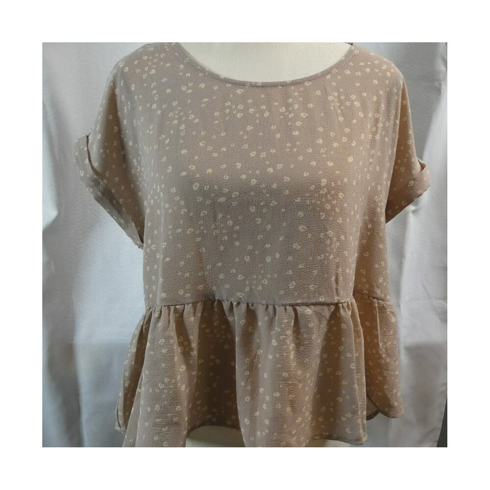 Hippie Rose Women's Medium Babydoll Blouse Stone Leopard Print NWT